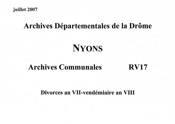 Divorces (an VII-an VIII).