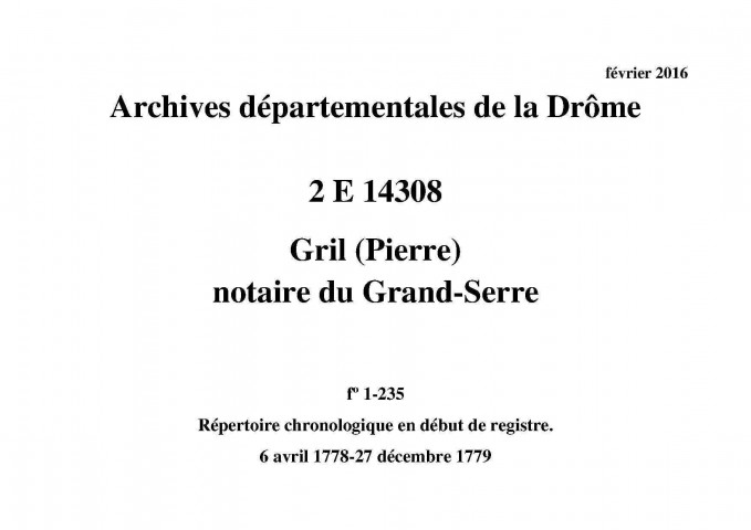 6 avril 1778-27 décembre 1779