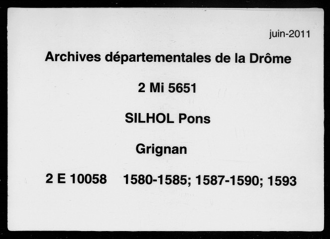 1er janvier 1580-11 avril 1593