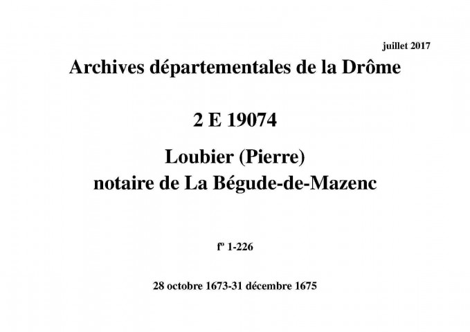 28 octobre 1673-31 décembre 1675