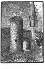 Reproduction d'une gravure représentant les anciens remparts.