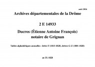 Tables alphabétiques annuelles : lettre F (1815-1828), lettres G-Z (1801-1828) (an IX-1828).