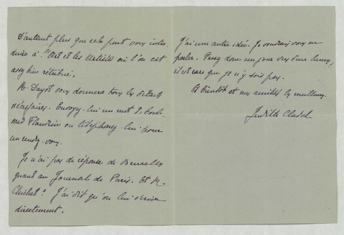 LAS et coupure de presse « Aurons-nous en 1915 une exposition d'art internationale ? » écrite par le directeur des Beaux Arts, parue dans l'Art et les Artistes et le priant d’en parler dans l'Opinion.