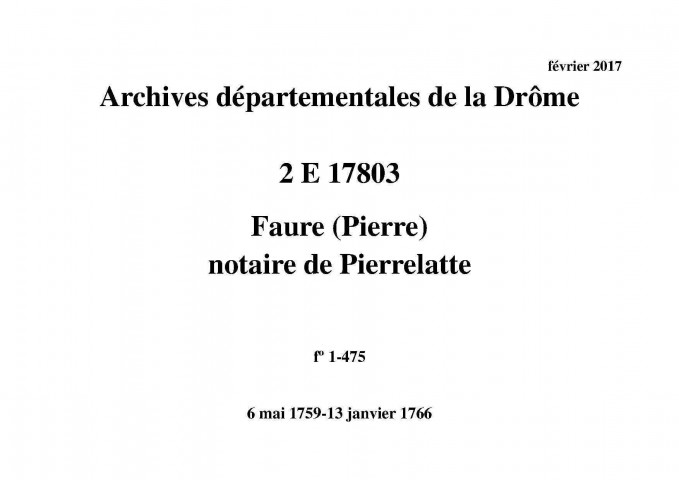 6 mai 1759-13 janvier 1766