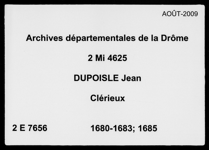 6 janvier 1680-12 février 1685