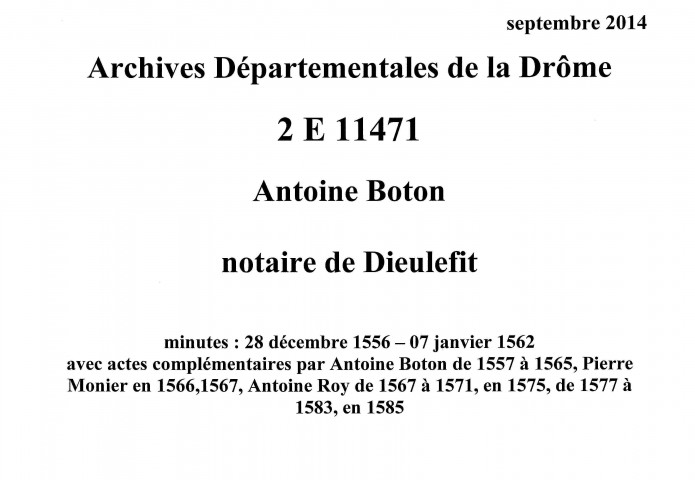 28 décembre 1556-7 janvier 1562