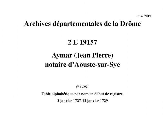 2 janvier 1727-12 janvier 1729