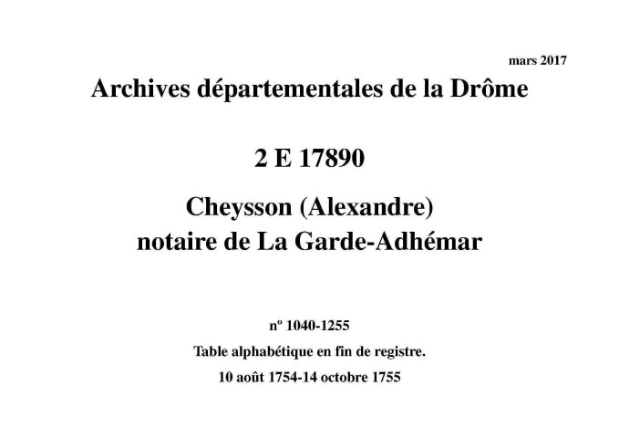 10 août 1754-14 octobre 1755