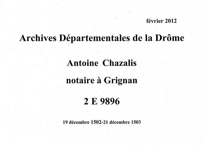 19 décembre 1502-31 décembre 1503