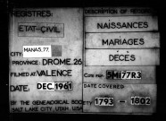 Naissances, mariages, décès (1793-an X).