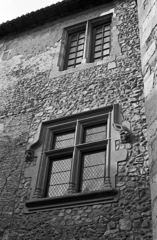 Saint-Vallier. - Fenêtres en façade est côté cour du château.