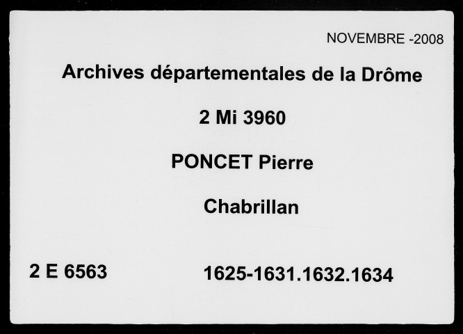 16 janvier 1625-23 avril 1634