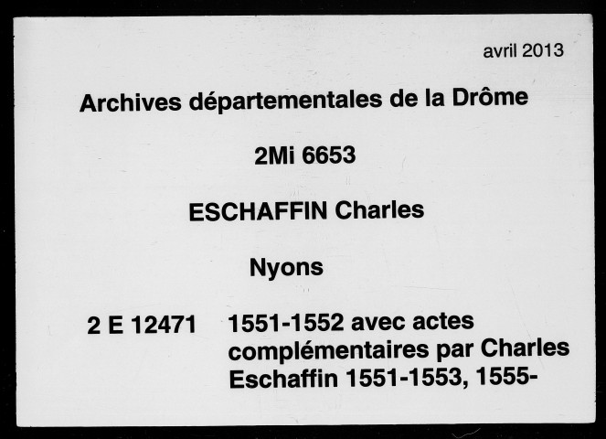 Notes brèves (12 février 1551-16 janvier 1552).