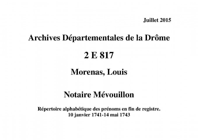 2 juillet 1743-16 décembre 1745