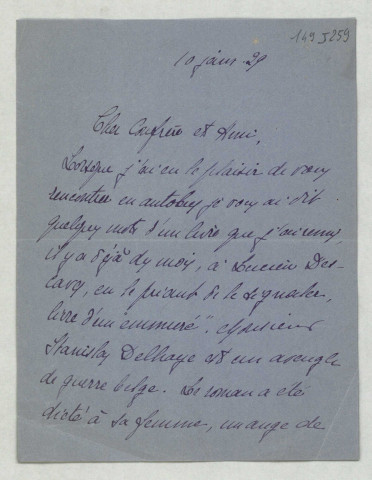 LAS lui demandant une critique indulgente pour le manuscrit d'un couple Belge, lui est aveugle, sa femme recopiant ses paroles.