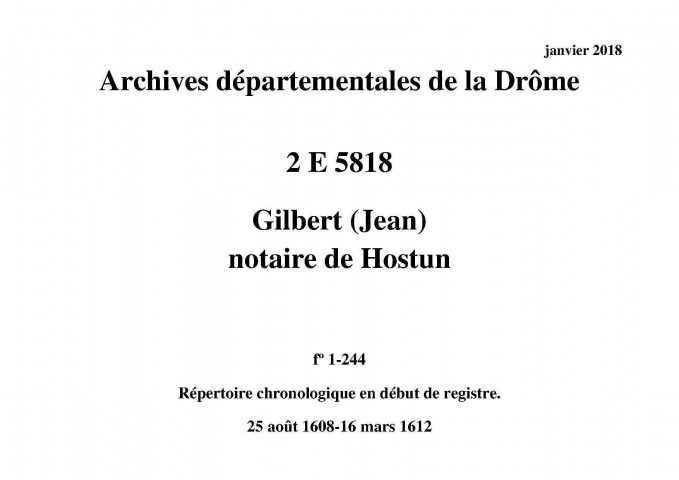 25 juillet 1608-6 mars 1612