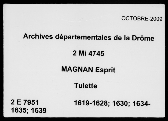 4 janvier 1619-23 novembre 1639