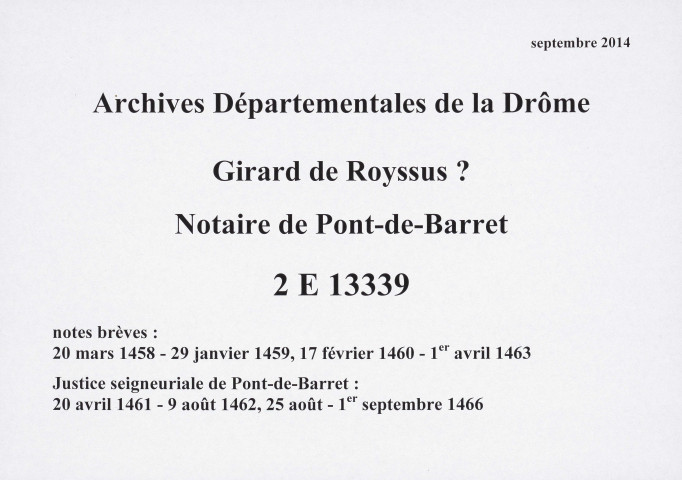 Notes brèves (1458-1466).