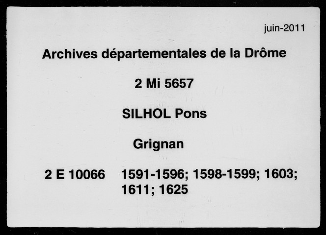 2 janvier 1591-17 septembre 1625