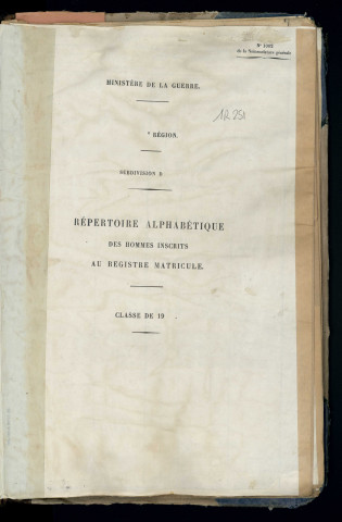 Table alphabétique.