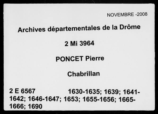 17 janvier 1630-20 juillet 1690