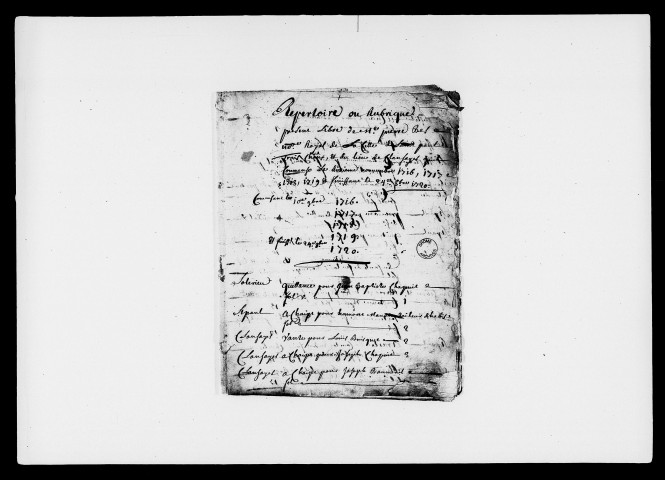 10 novembre 1716-20 octobre 1720