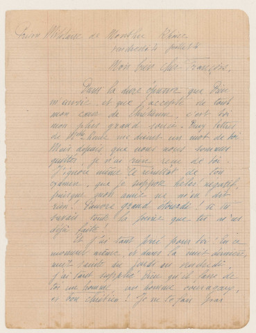 Correspondance envoyée à François Verguet (juin à août 1941).
