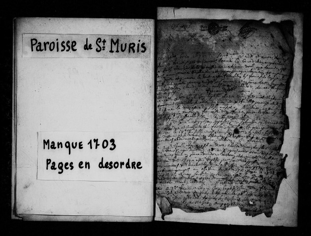 Paroisse de Saint-Muris. - Baptêmes, mariages, sépultures (1676-1792).