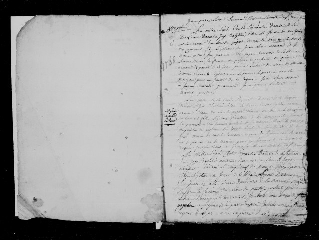 Baptêmes, mariages, sépultures (1772-1790).