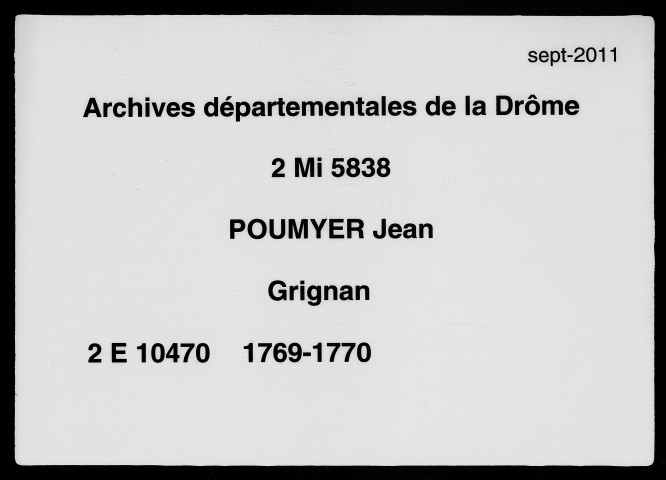 19 janvier 1769-30 janvier 1770