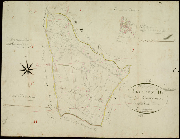 Section D2, Dourcines (les). Dourcines (hameau des) (agrandissement).