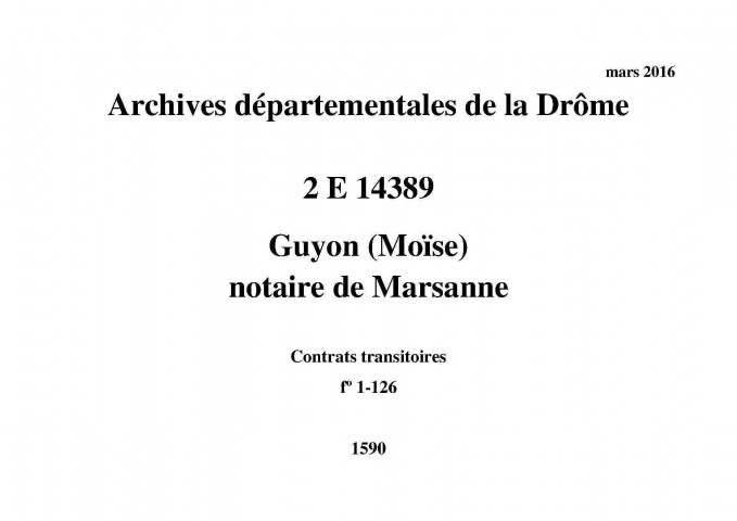 Contrats transitoires (1590).