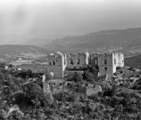 Vue aérienne des ruines du château.