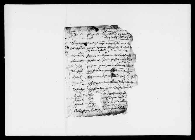 2 janvier 1693-6 mai 1696