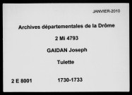 8 avril 1730-10 janvier 1733