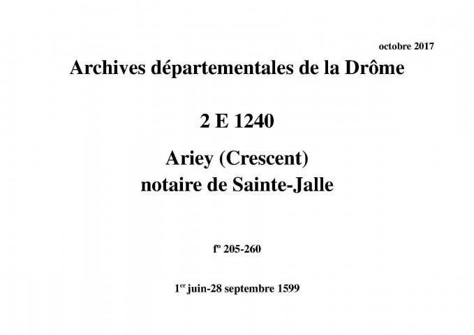 1er juin-28 septembre 1599