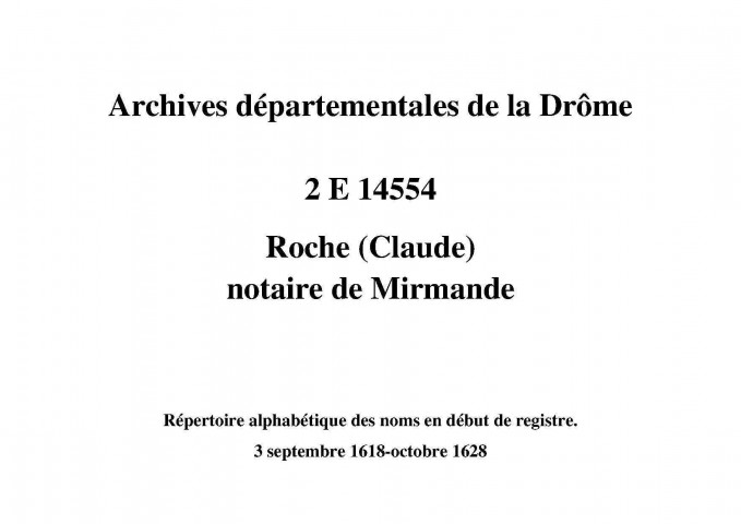 3 septembre 1618-octobre 1628