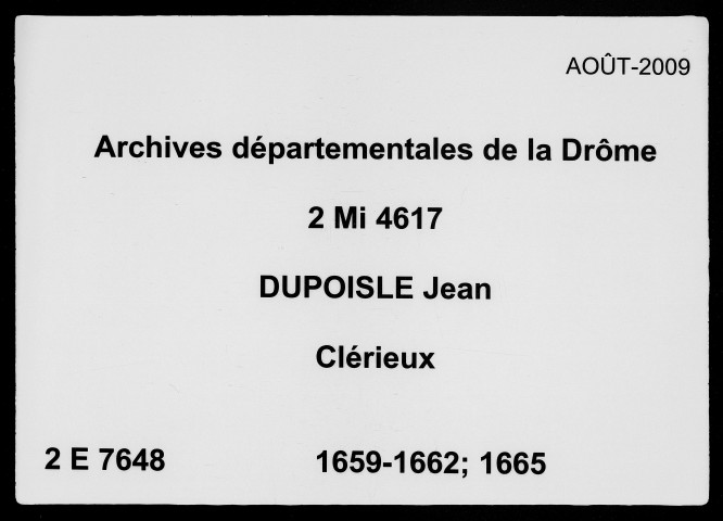 19 janvier 1659, 1661-1662