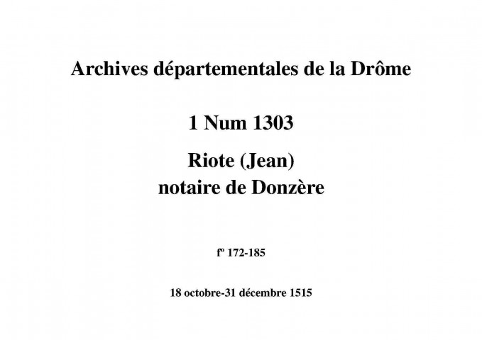 Notes brèves (18 octobre-31 décembre 1515).