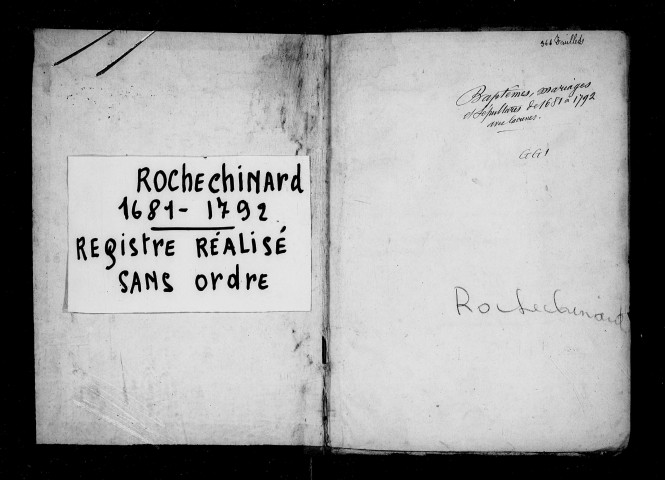 Baptêmes, mariages, sépultures (1681-1792).