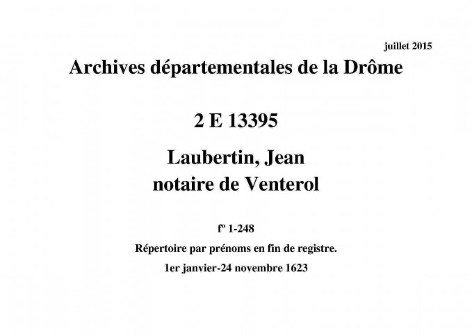 1er janvier-24 novembre 1623