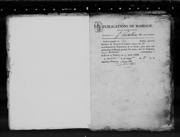 Publications de mariages (an X-1889).