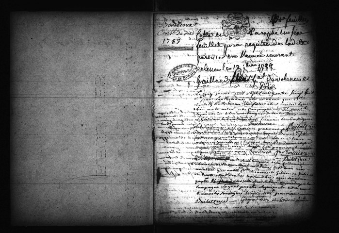 Déclarations de naissances, mariages, décès (1788).