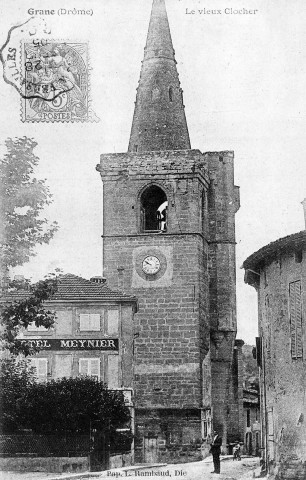 Grâne.- L'hôtel Meynier et le clocher.