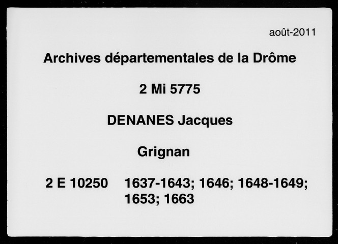 3 janvier 1637-14 août 1663