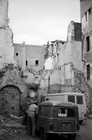 Romans-sur-Isère.- Travaux de démolition de l'îlot 10 du quartier Pêcherie.