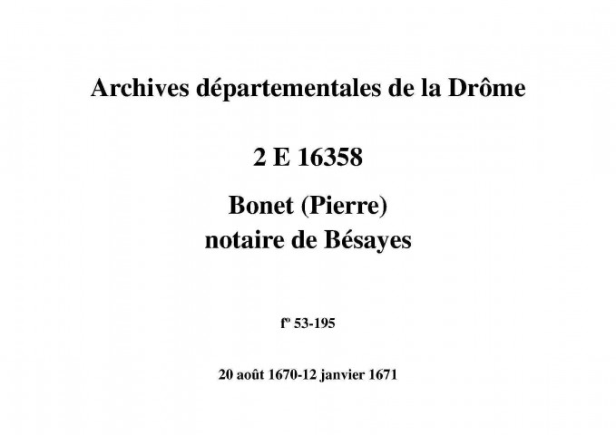 20 août 1670-12 janvier 1671