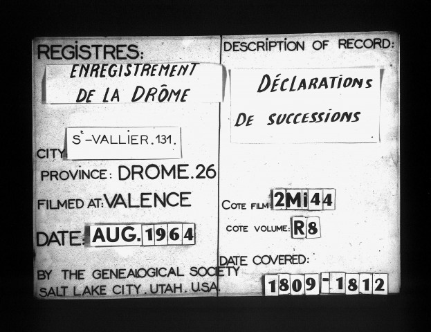  23 avril 1809 - 20 juillet 1812