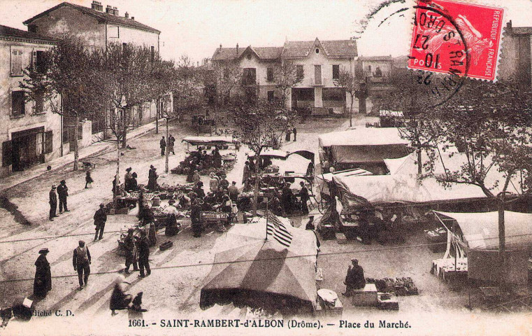 Marché aux pêches sur l'actuelle place Gaston Oriol.