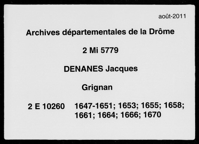 9 janvier 1647-7 avril 1670